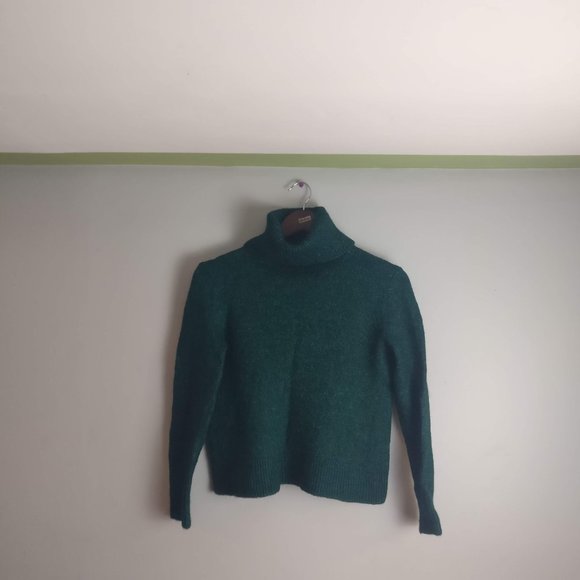 Greeen Alpaca Merino Wool blend Turtleneck rollneck warm sweater, Womens Medium - Picture 3 of 6